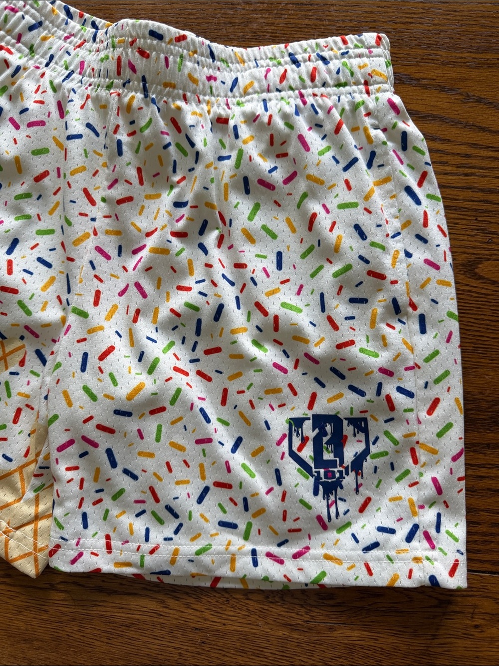 Baseball Lifestyle 101:  White Sprinkle & Ice Cream Cone Print Shorts - Picture 2 of 4